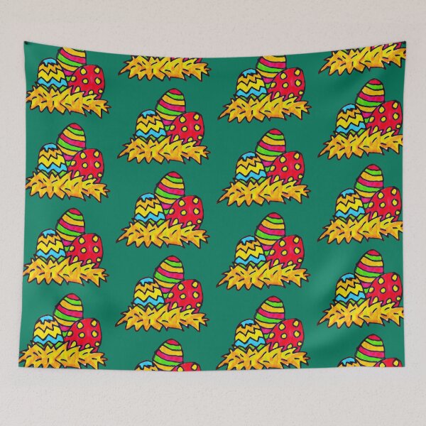 Item preview, Colorful Easter nest with patterned eggs – hand-painted spring motif designed and sold by Vision Illustrated.