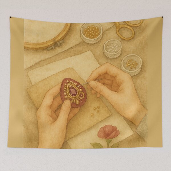Item preview, Beaded Embroidery Brooch in Progress designed and sold by Lacritsa .
