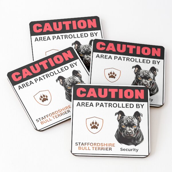 Item preview, Caution Area Patrolled By Staffordshire Bull Terrier Security designed and sold by SolaoLab.