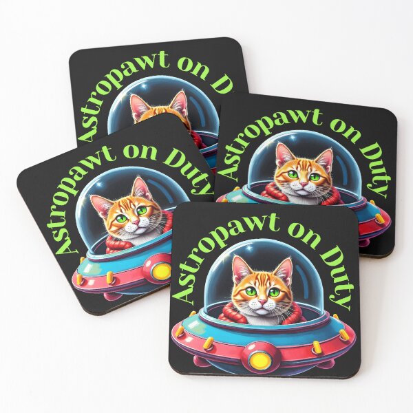 Item preview, Astropawt on Duty Funny Space Cat Illustration, UFO Cat designed and sold by IceBathDESIGNS.