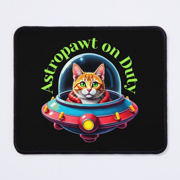 Item preview, Astropawt on Duty Funny Space Cat Illustration, UFO Cat designed and sold by IceBathDESIGNS.