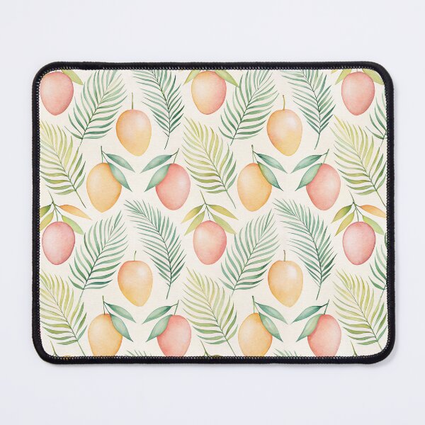 Item preview, watercolor mangoes and palm leaves tropical pattern designed and sold by dulceguavashop.