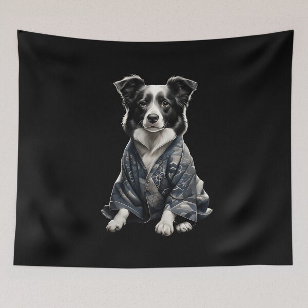 Item preview, Border Collie in Elegant Kimono – Artistic Dog Portrait with Japanese Flair designed and sold by CRAZY&ART.