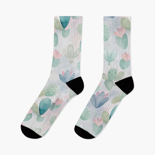 Item preview, cute and minimalist watercolor cactus blossoms in pastels colors designed and sold by dulceguavashop.