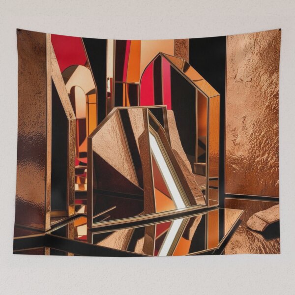 Item preview, Geometric Mirror Abstract in Copper and Clay designed and sold by Harmonic_Layers.