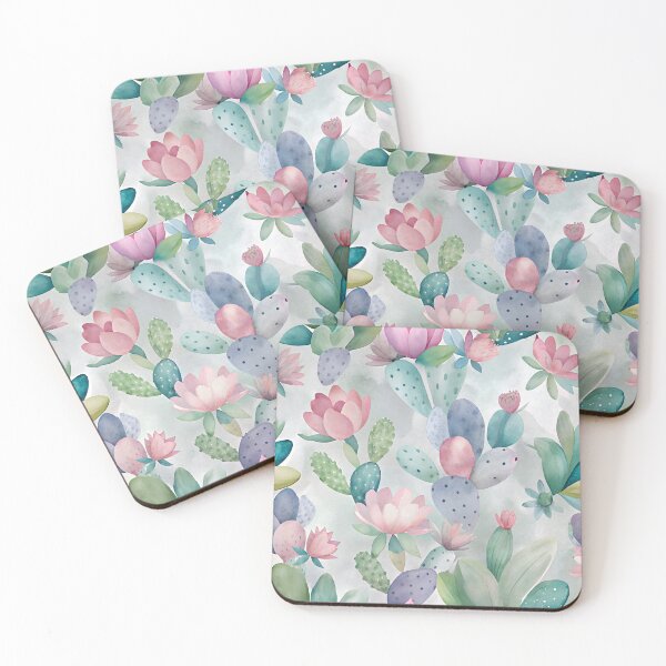 Item preview, watercolor cactus blossoms designed and sold by dulceguavashop.