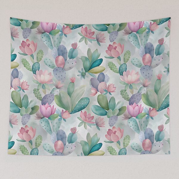 Item preview, watercolor cactus blossoms designed and sold by dulceguavashop.