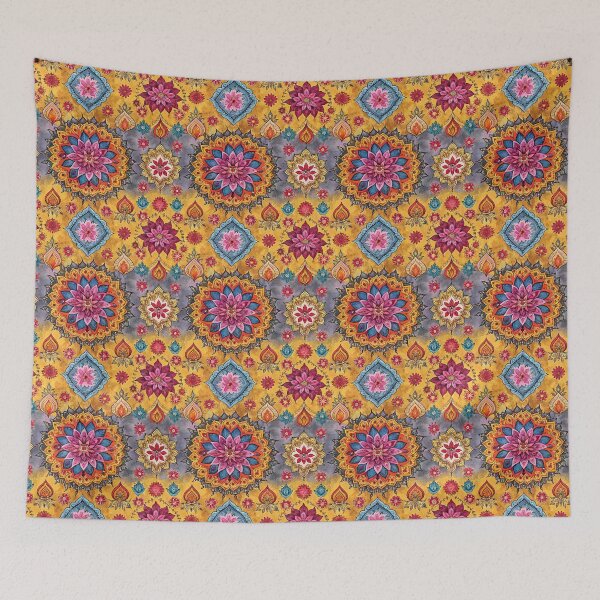 Item preview, Colorful indian sari pattern, handpainted doodle style designed and sold by patterncrow.