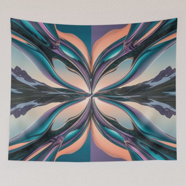 Item preview, Mirrored Abstract Curve in Colorful Alpine Tones designed and sold by Harmonic_Layers.