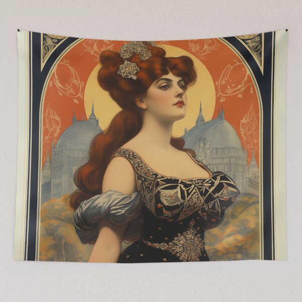 Item preview, Art Nouveau Lady in Black with City Backdrop designed and sold by djovan.