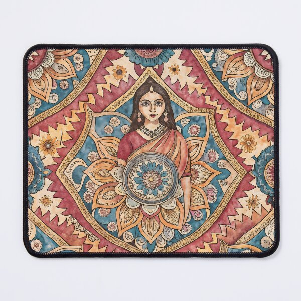 Item preview, Indian sari pattern, handpainted doodle style with woman designed and sold by patterncrow.