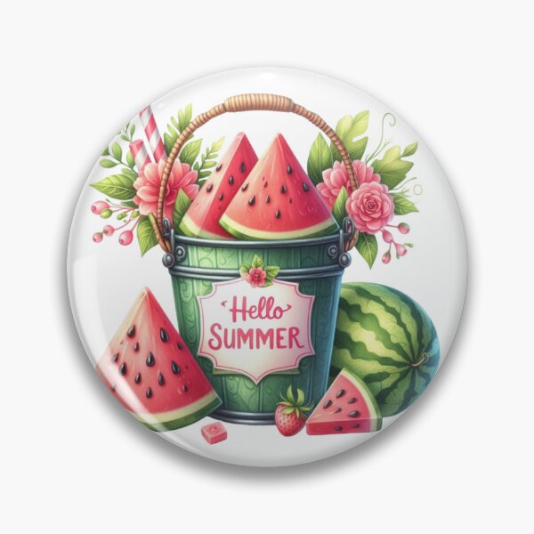 Artikelvorschau, Hallo Sommer, Eimer mit Wassermelone entworfen und verkauft von Linda Roisum.