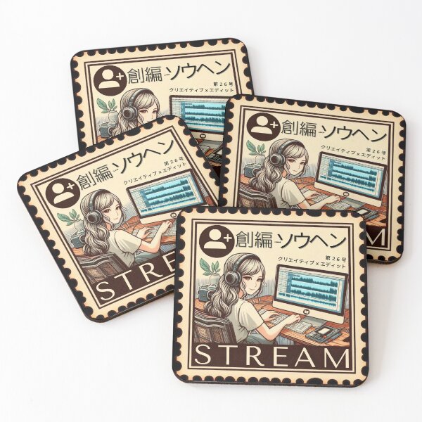 Item preview, Vintage Anime Girl Streaming at Editing Desk – Retro Studio Aesthetic designed and sold by No1RetroStamps.
