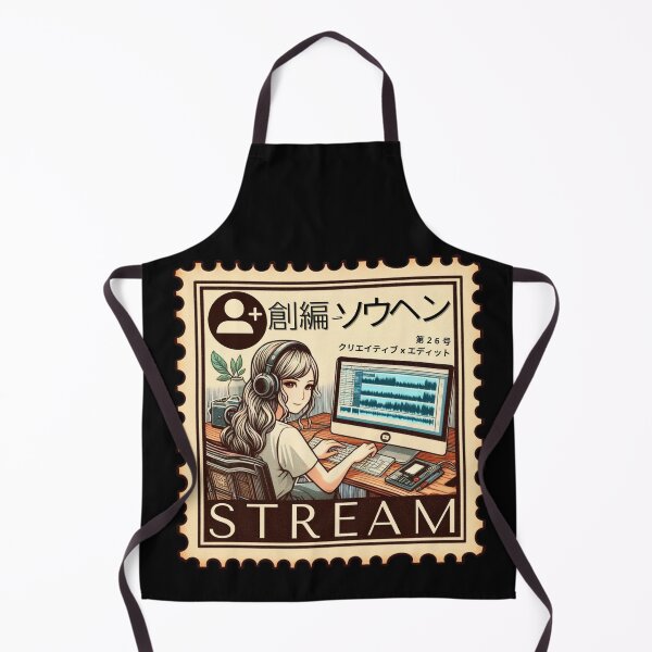 Item preview, Vintage Anime Girl Streaming at Editing Desk – Retro Studio Aesthetic designed and sold by No1RetroStamps.