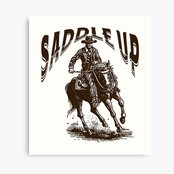 Item preview, Vintage-Style Saddle Up Cowboy on Horse - Brown designed and sold by WesternLocales.