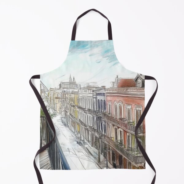 Item preview, Bourbon Street Balcony View: New Orleans French Quarter Color Pencil Style Digital Art - New Orleans, French Quarter, Bourbon Street designed and sold by GSizzle1.