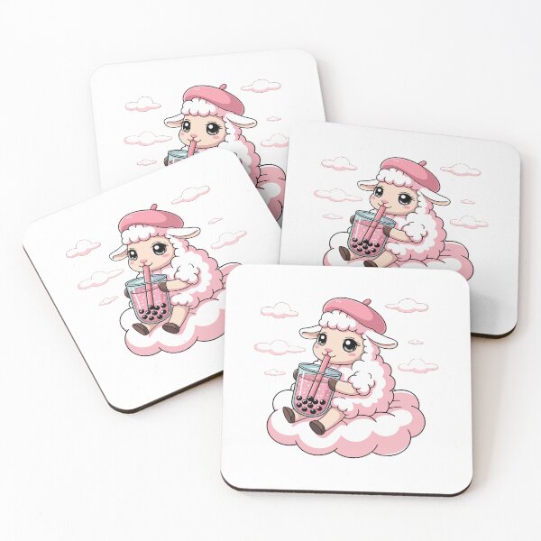 Item preview, Pink Sheep Drinking Bubble Tea designed and sold by CraftyBloom.