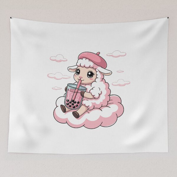 Item preview, Pink Sheep Drinking Bubble Tea designed and sold by CraftyBloom.
