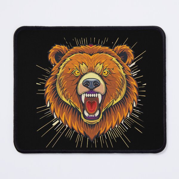 Item preview, Brown bear (Ursus arctos), Grizzly bear (Ursus arctos horribilis), Growling bear head, Angry Grizzly Bear Head, Fierce bear head, Grizzly bear head, aggressive open jaw with teeth designed and sold by Danler.