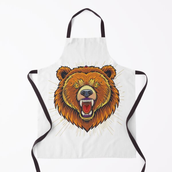 Item preview, Brown bear (Ursus arctos), Grizzly bear (Ursus arctos horribilis), Growling bear head, Angry Grizzly Bear Head, Fierce bear head, Grizzly bear head, aggressive open jaw with teeth designed and sold by Danler.
