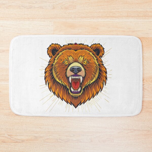Item preview, Brown bear (Ursus arctos), Grizzly bear (Ursus arctos horribilis), Growling bear head, Angry Grizzly Bear Head, Fierce bear head, Grizzly bear head, aggressive open jaw with teeth designed and sold by Danler.