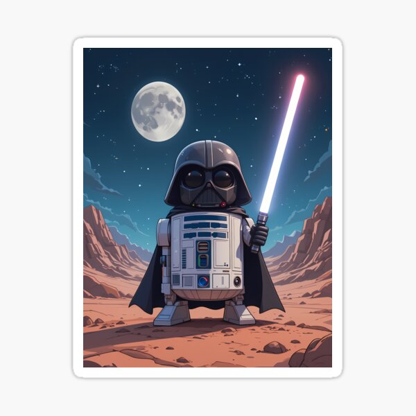 Item preview, R2 D2 Darth Vader Star Wars Art Epic  designed and sold by ART ATTACK ZONE.