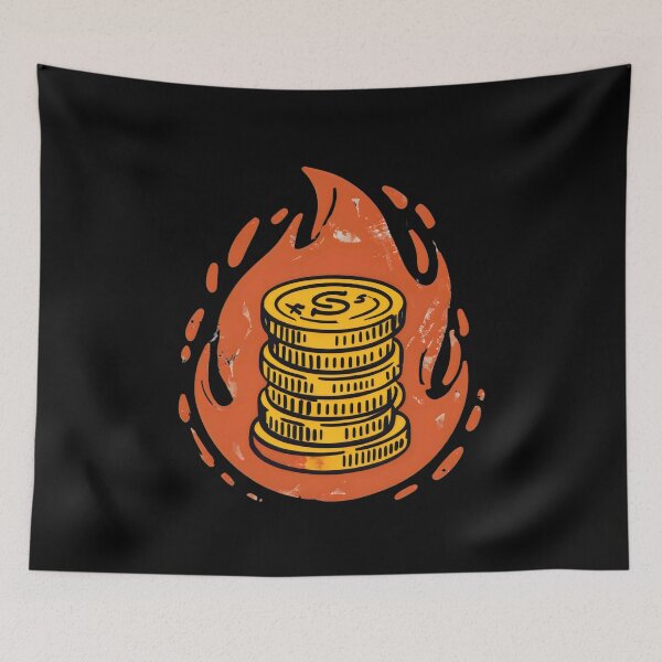 Item preview, CRYPTOCURRENCY COINS ENGULFED IN FLAMES Bull Market, stock market, stocks designed and sold by DemureArtsy.