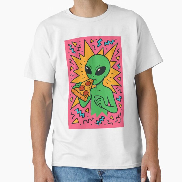 Aperçu de l'œuvre Alien Extraterrestre des années 90 avec pizza extra pepperoni créée et vendue par SometimesHuman.