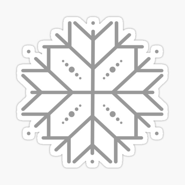 Abstract White Snowflake - Silver Sticker