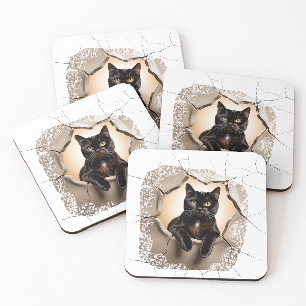 Item preview,   Mysterious Black Cat Peeking Through Torn Wall designed and sold by AnimalAirtistry.