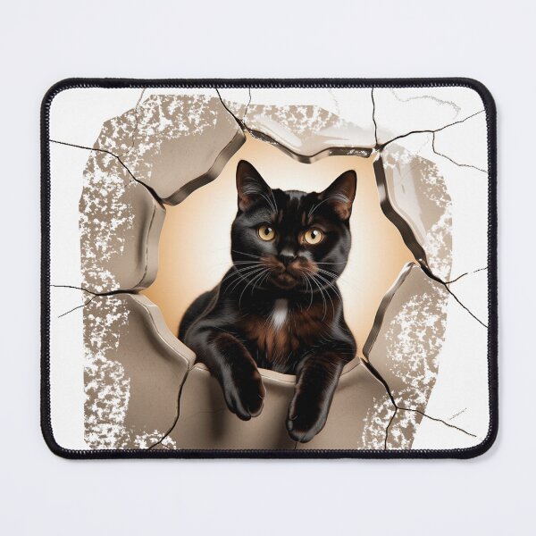 Item preview, Mysterious Black Cat Peeking Through Torn Wall designed and sold by AnimalAirtistry.