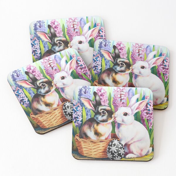 Item preview, Rabbits Kiss under the hyjacinths aquarelle art designed and sold by EmeraldeaArt.