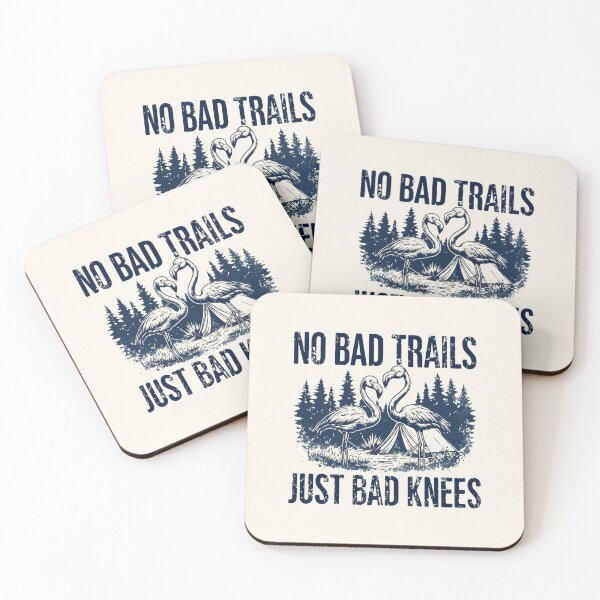 Item preview, No Bad Trails Just Bad Knees Vintage Hiking, Dark Humor, Camping Quotes designed and sold by DemureArtsy.