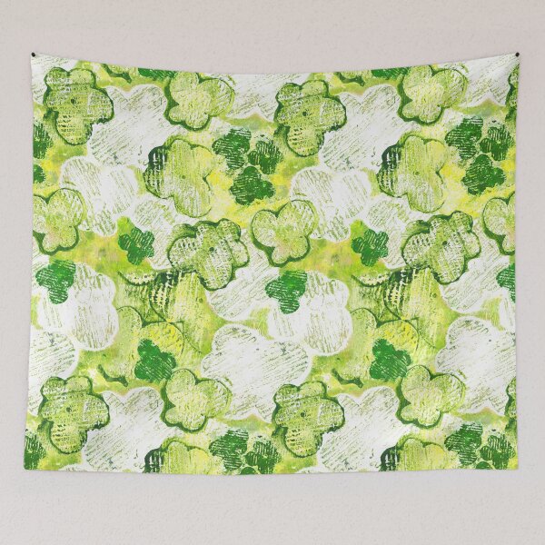 Item preview, abstract bubbly monoprint blossoms - spring green designed and sold by kobyakov.