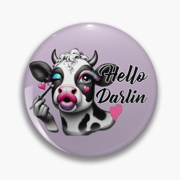 Item preview, Hello Darlin - Pink Lips & Lashes Cow  designed and sold by binspired2shop.