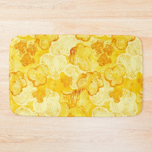 Item preview, honey yellow textured monoprint blossoms designed and sold by kobyakov.