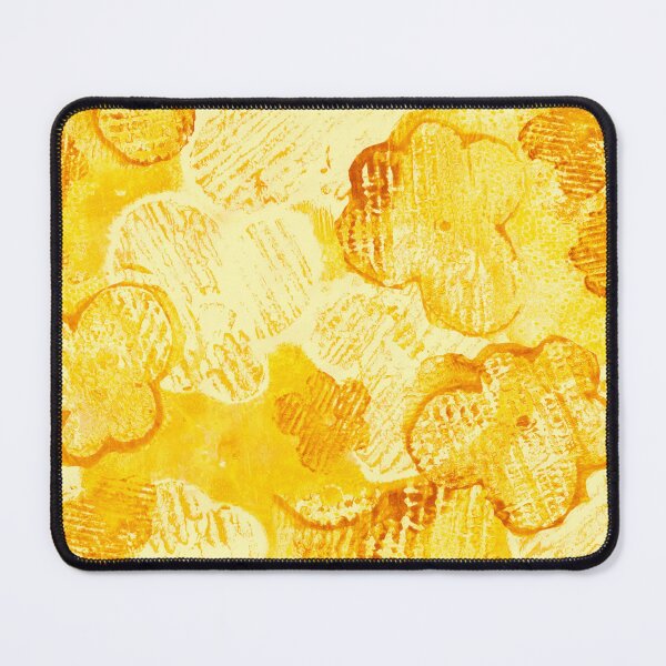Item preview, honey yellow textured monoprint blossoms designed and sold by kobyakov.
