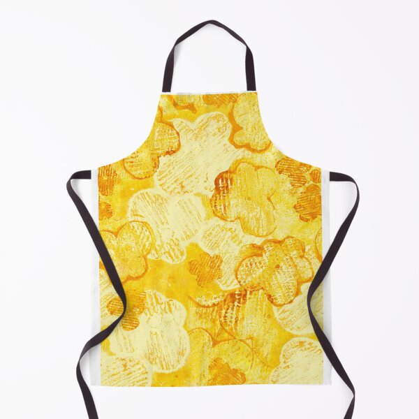 Item preview, honey yellow textured monoprint blossoms designed and sold by kobyakov.