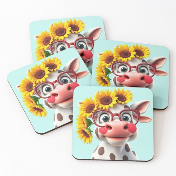 Item preview, Happy Cow with Sunflower Crown and Sunglasses designed and sold by binspired2shop.