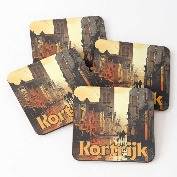 Item preview, Kortrijk Sunset City Poster – Belgium Urban Travel Art designed and sold by TuncGK.