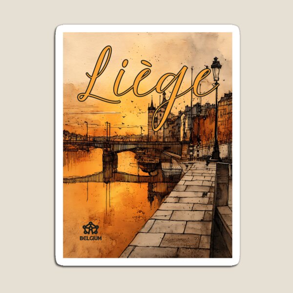 Item preview, Liège Canal View Art – Belgium Evening City Poster designed and sold by TuncGK.