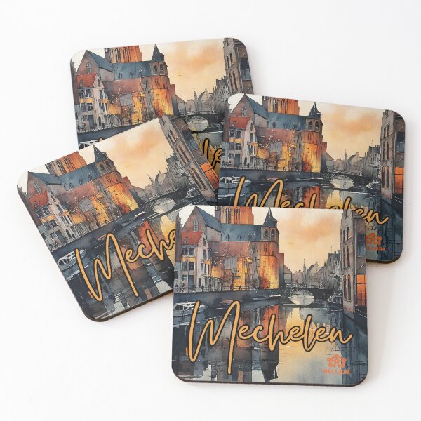 Item preview, Mechelen Belgium Cathedral Print – Sunset City Wall Art designed and sold by TuncGK.