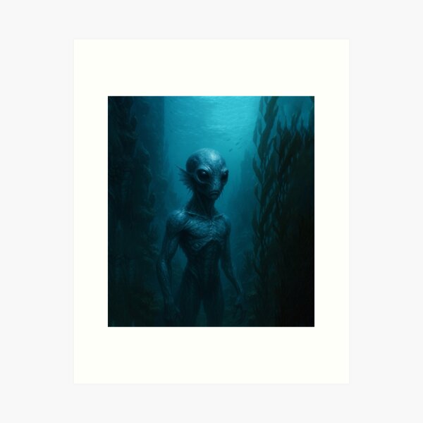 Item preview, Amphibious Alien Creature in Abandoned Facility – Realistic Sci-Fi Art designed and sold by PrometheusStyle.