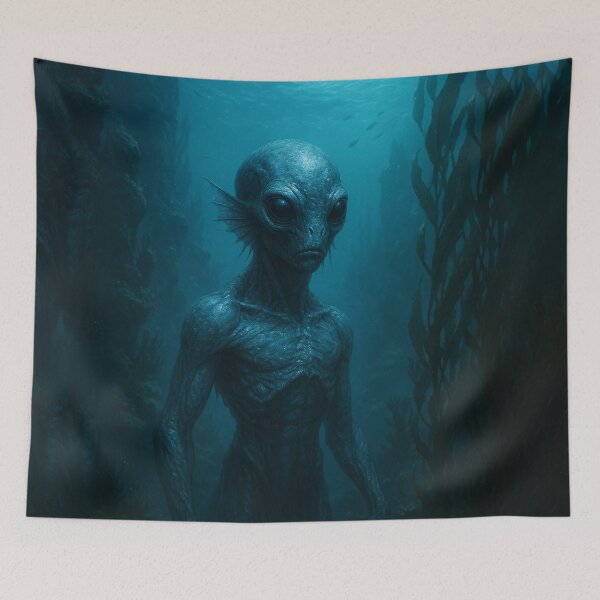 Item preview, Amphibious Alien Creature in Abandoned Facility – Realistic Sci-Fi Art designed and sold by PrometheusStyle.