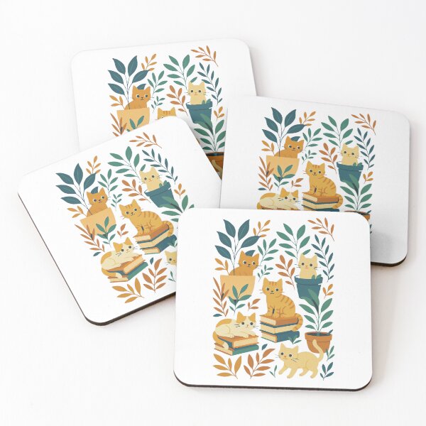 Item preview, Cats among plants and on books designed and sold by Mahilis.
