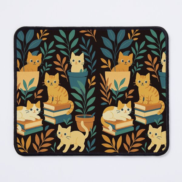Item preview, Cats among plants and on books designed and sold by Mahilis.