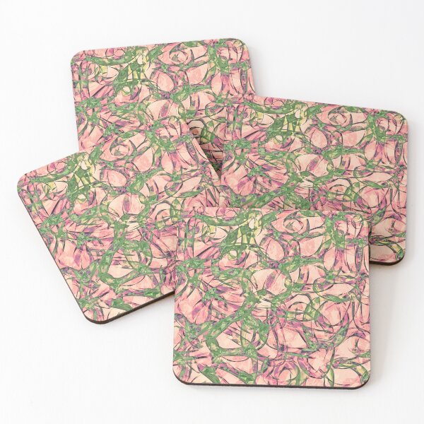 Item preview, Curls and Tangles Abstract in Green and Pinks designed and sold by Karen Simon.