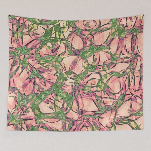 Item preview, Curls and Tangles Abstract in Green and Pinks designed and sold by Karen Simon.