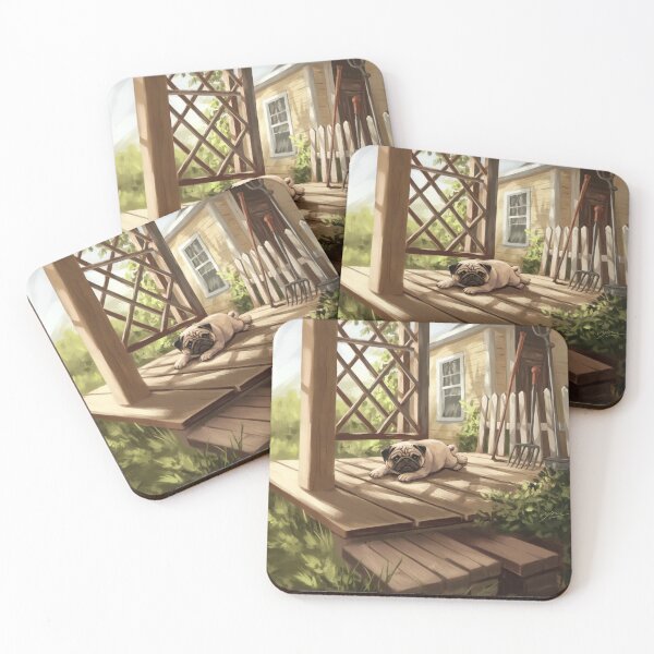 Item preview,   Serene Porch Setting with Pug Dog and Lush Greenery designed and sold by AnimalAirtistry.