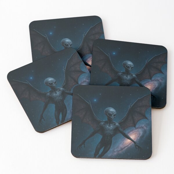Item preview, Realistic Flying Alien in Sci-Fi Cosmic Sky | Extraterrestrial Concept Art designed and sold by PrometheusStyle.